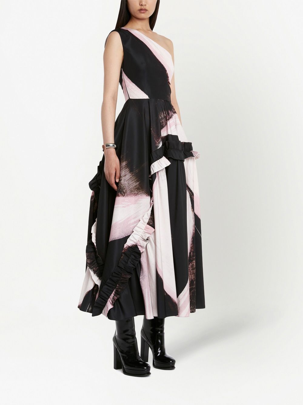 Alexander Mcqueen one-shoulder printed midi dress Dresses Alexander Mcqueen