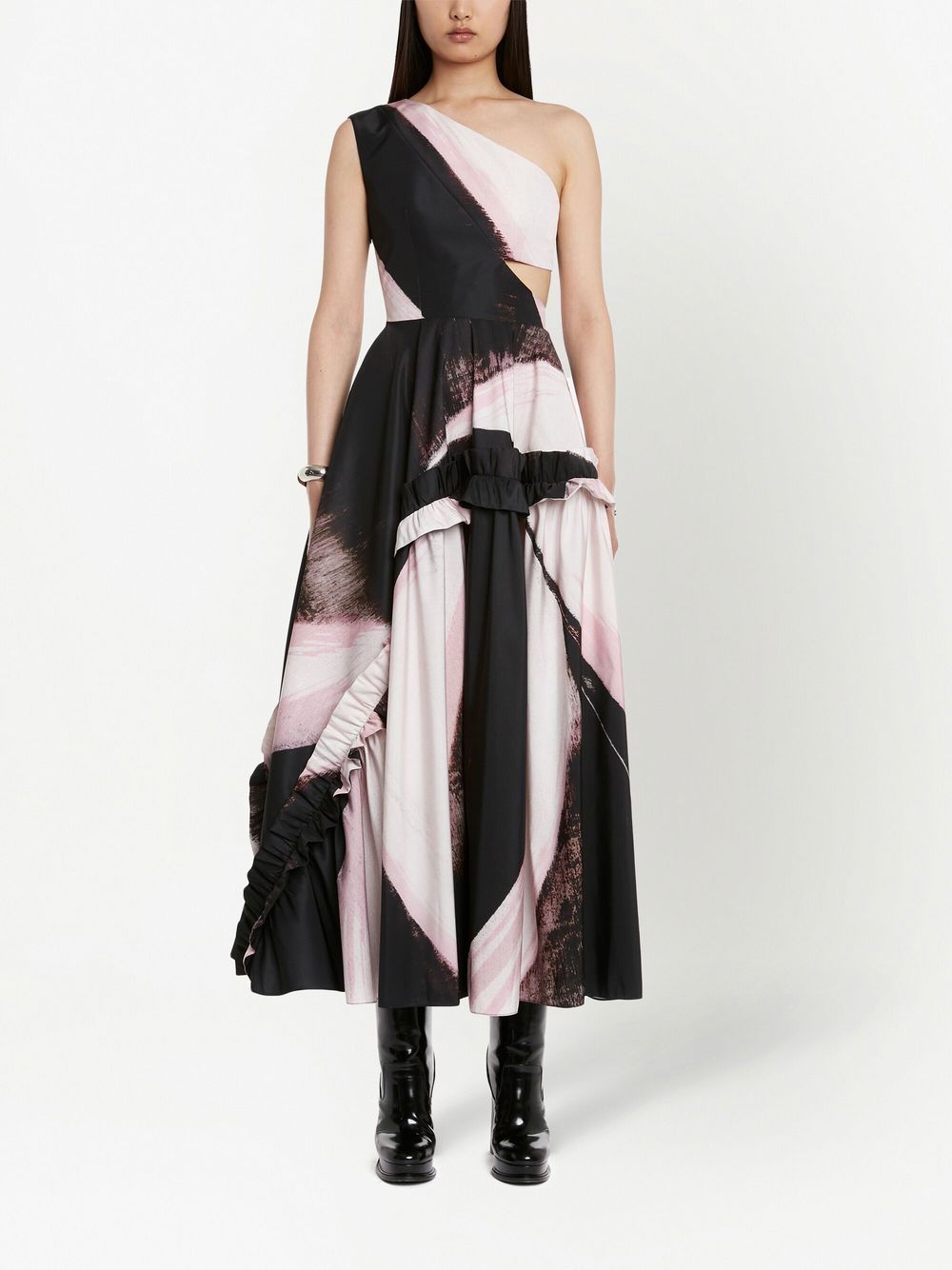 Alexander Mcqueen one-shoulder printed midi dress Dresses Alexander Mcqueen