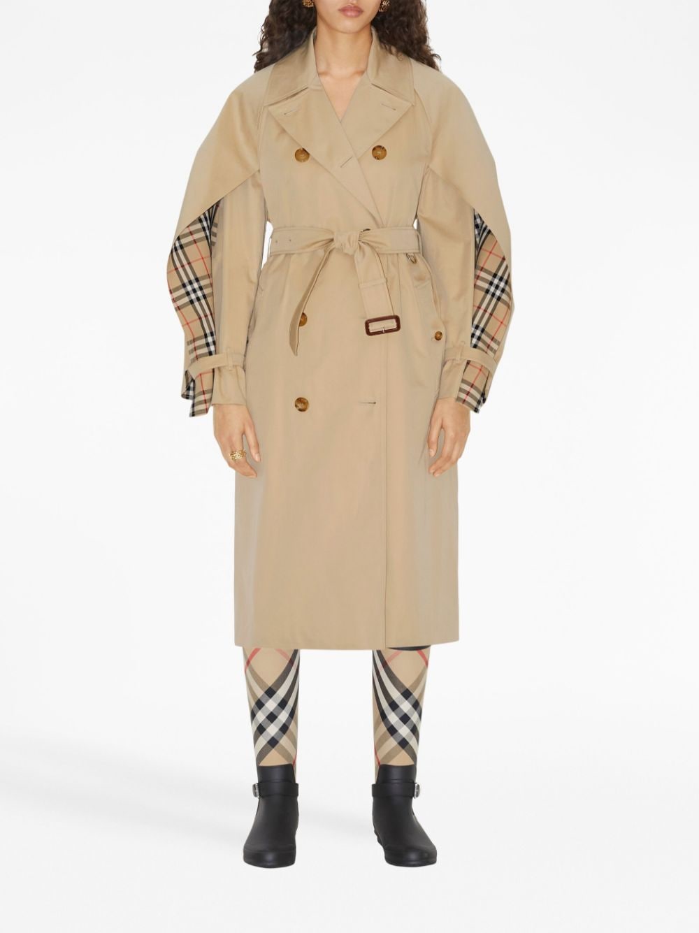 Burberry check pattern cotton trench coat Coats Burberry