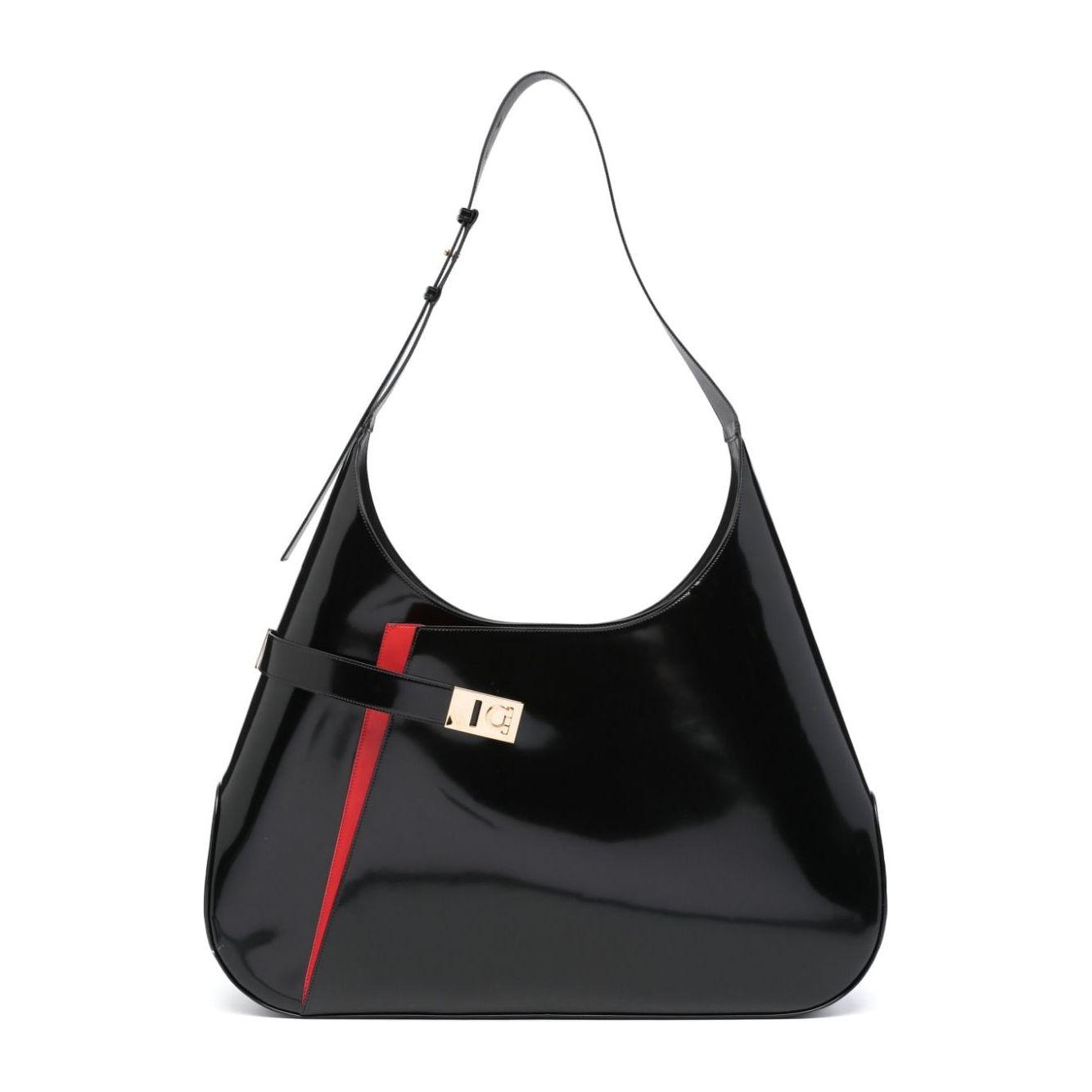 Ferragamo red leather patent Oversized Bag Black Shoulder Ferragamo