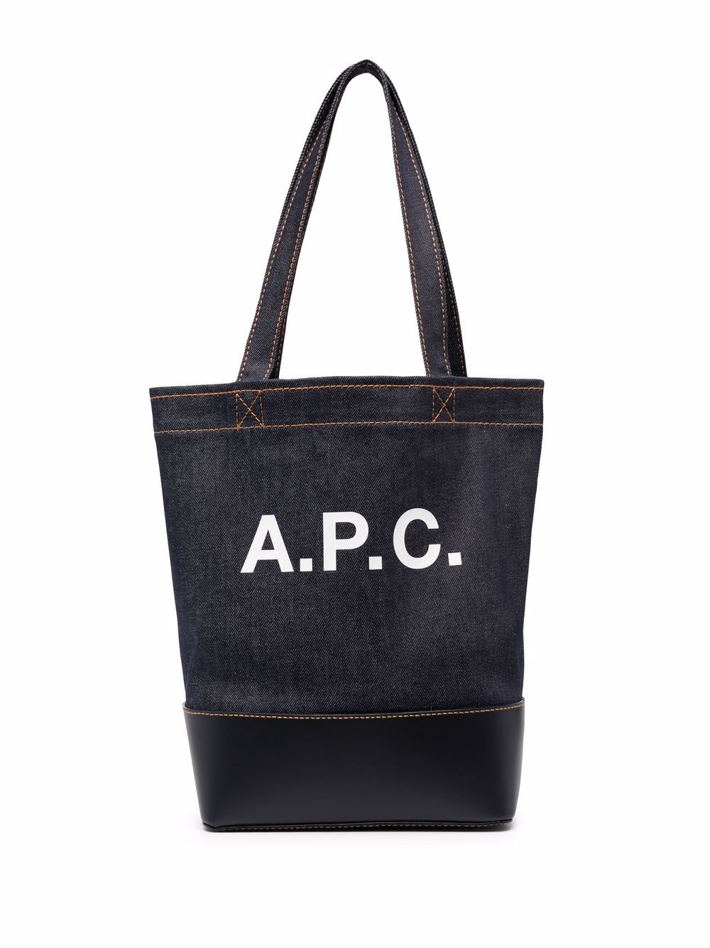 A.P.C. blue cotton/leather denim Tote Bag Shopper A.P.C.