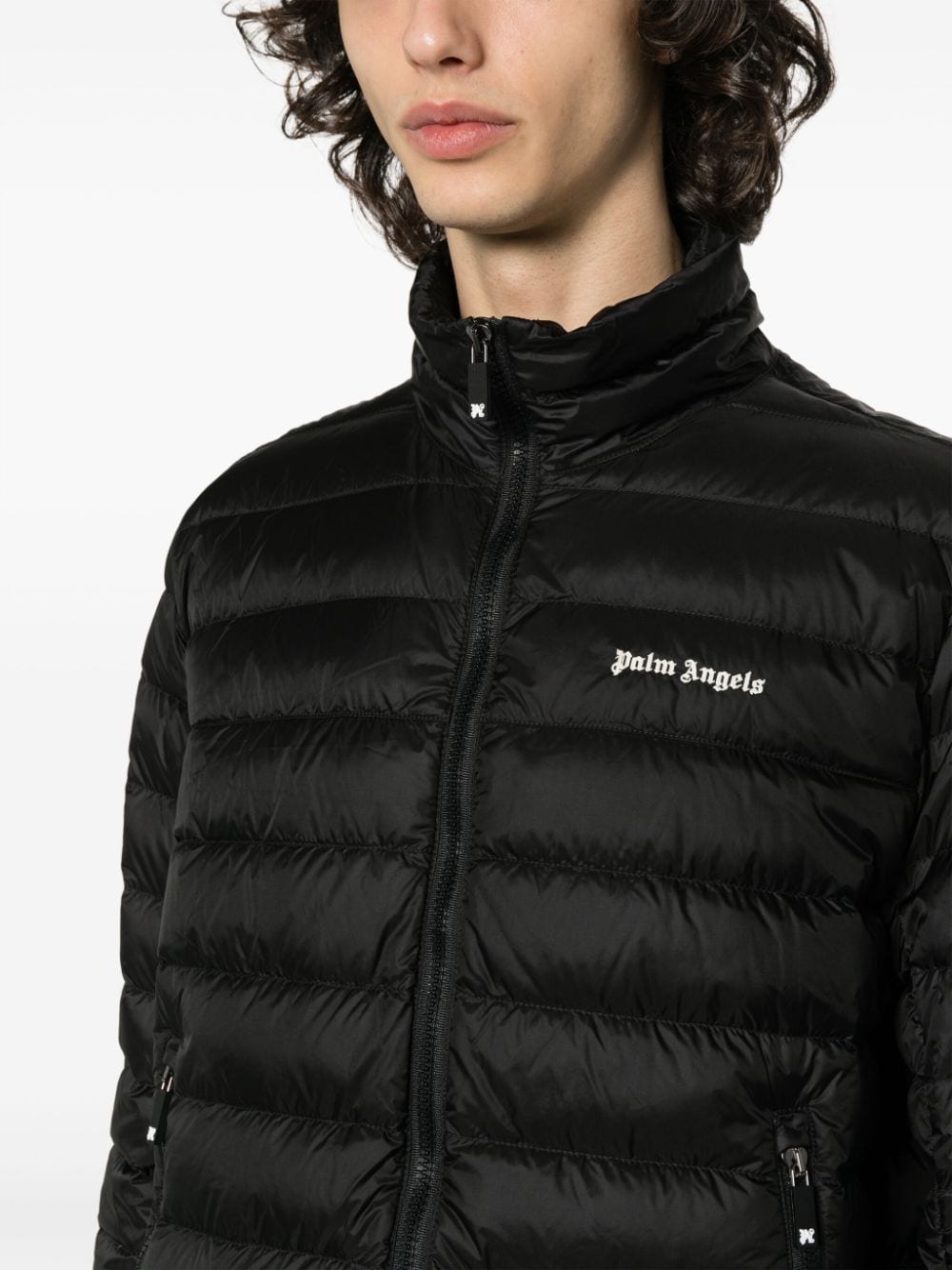 Palm Angels logo print down jacket Jackets Palm Angels