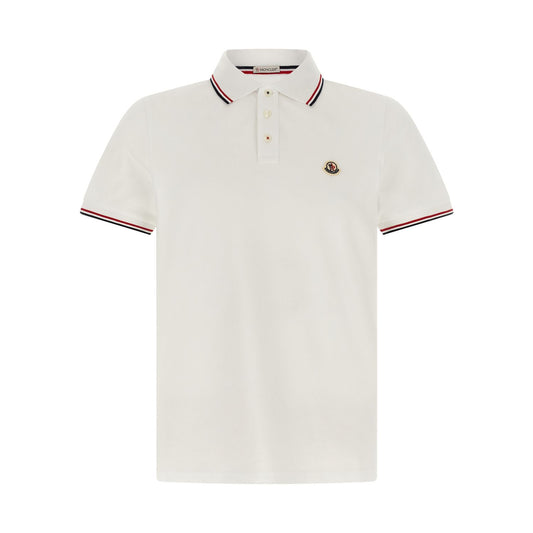 Moncler White Cotton Polo Shirt