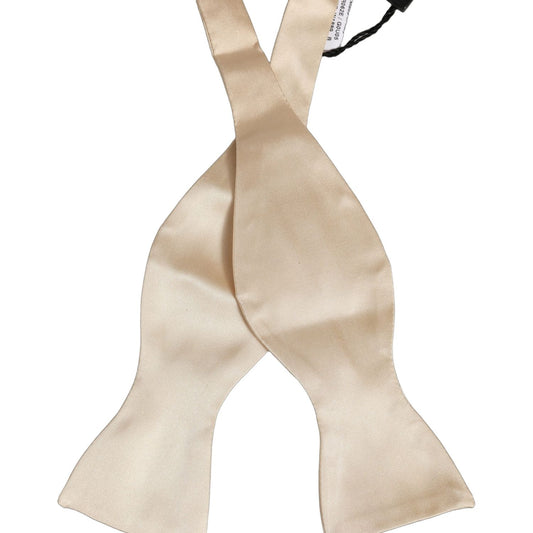 Dolce & Gabbana Men Beige 100% Silk Adjustable Neck Papillon Bow Tie