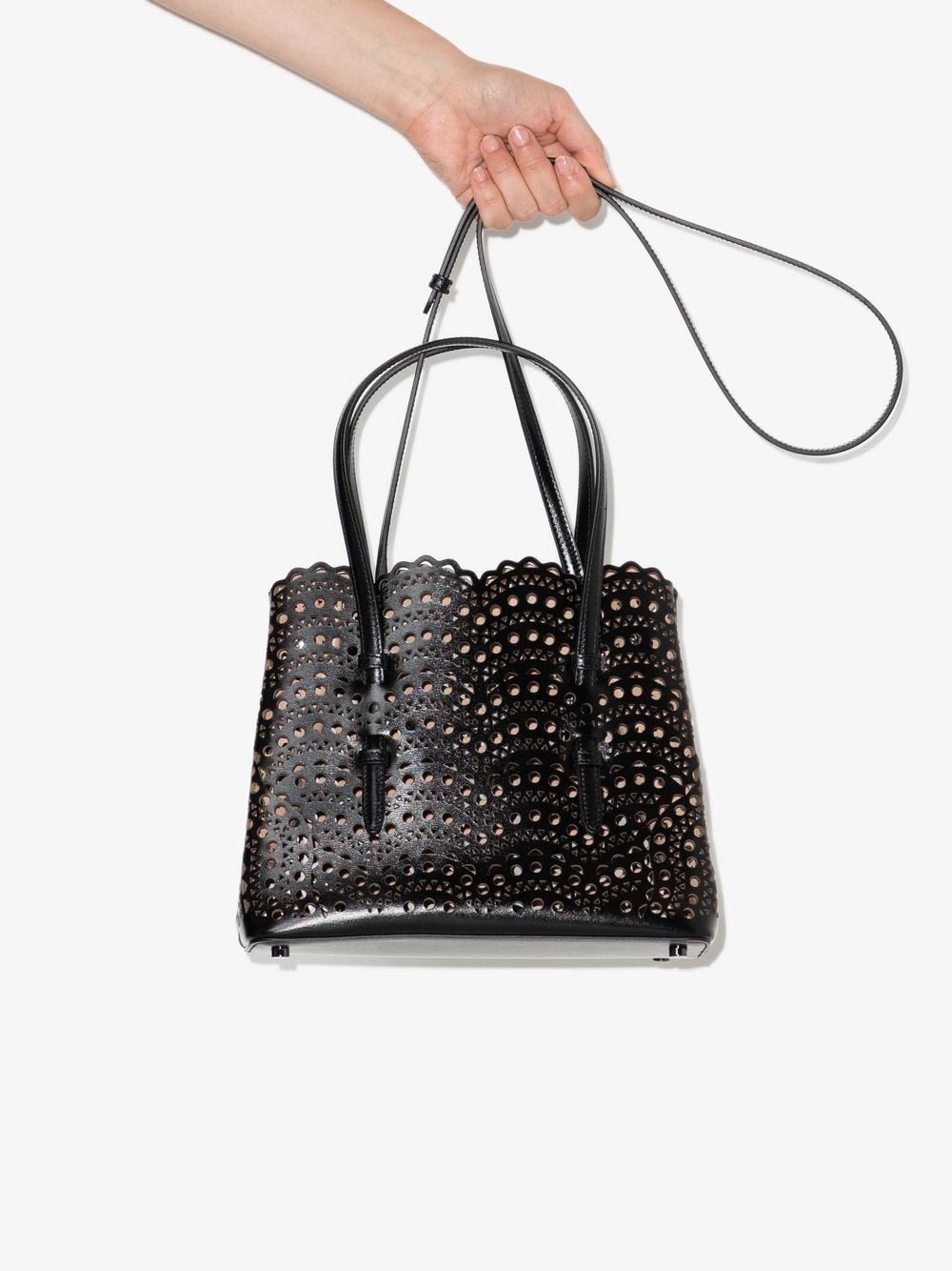 Alaia Mina leather tote Bag Black