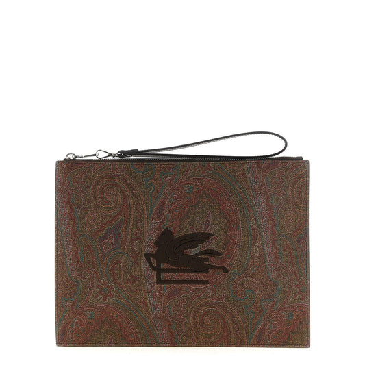 Etro Brown Cotton Clutch Bag