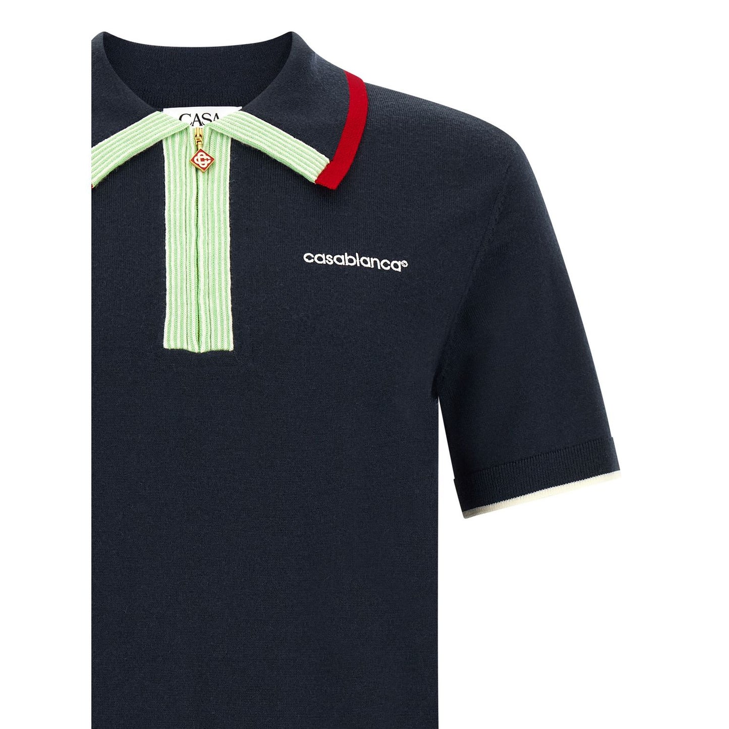 Casablanca Blue Wool Polo Shirt