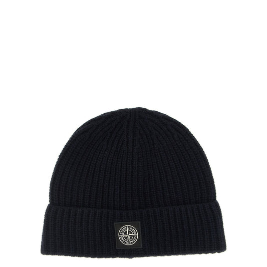 Stone Island Blue Virgin Wool Beanie