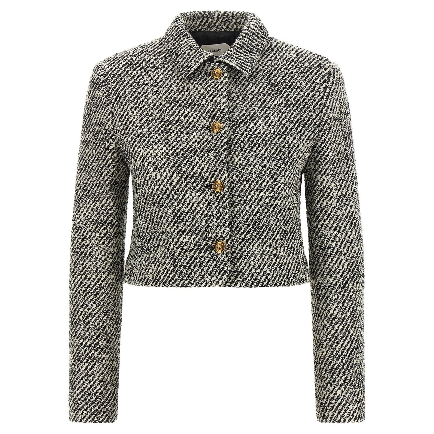 Versace Bicolor Virgin Wool Full-Length Jacket