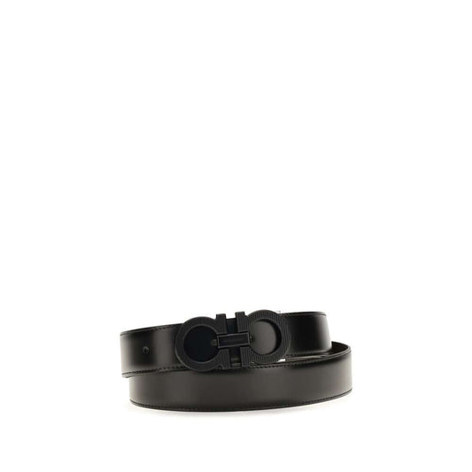Ferragamo Black Calf Leather Bos Taurus Regular Belt