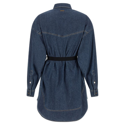 Versace Blue Cotton Short Dress