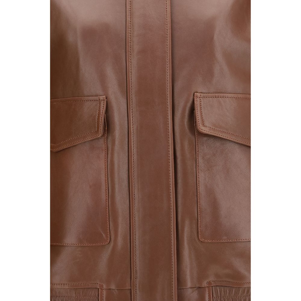 Arma Brown Lamb Ovis Aries Leather Jacket