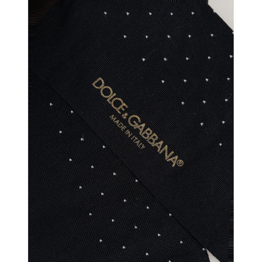 Dolce & Gabbana Men Black Cotton Polka Dot Over The Calf Socks