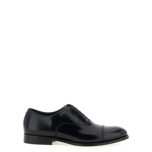 Doucal's Black Lamb Leather Oxfords And Derbies