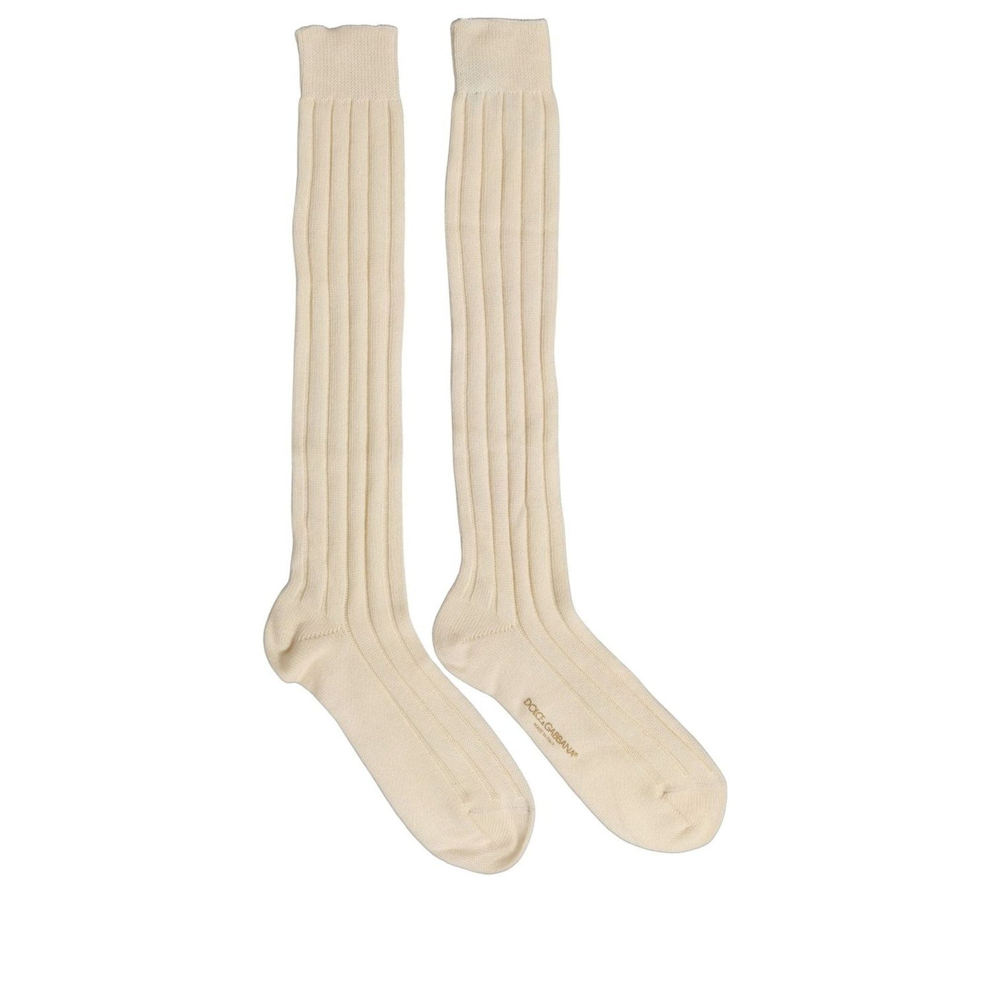 Dolce & Gabbana Beige Wool Stretch Knee High Accessory Socks