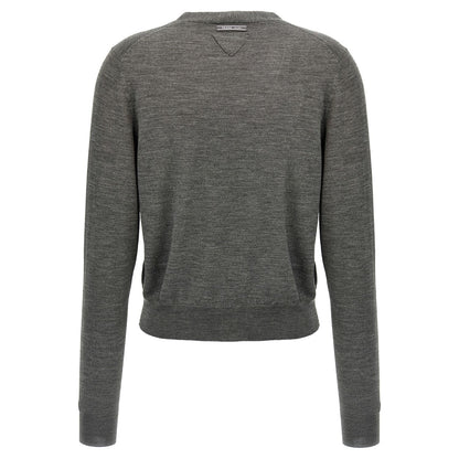 Prada Gray Virgin Wool Cardigan