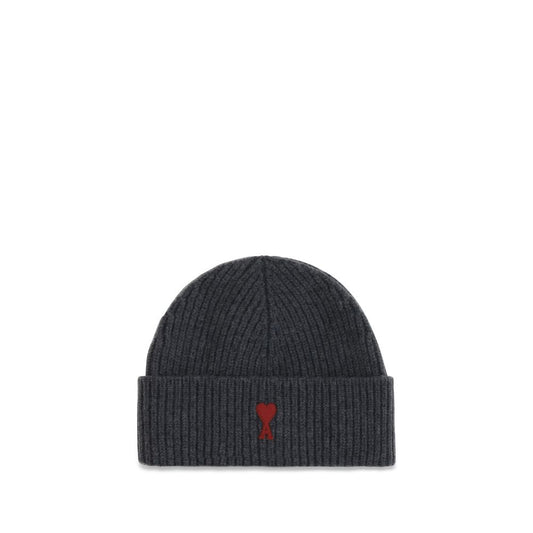 Ami Paris Gray Wool Oves Aries Beanie