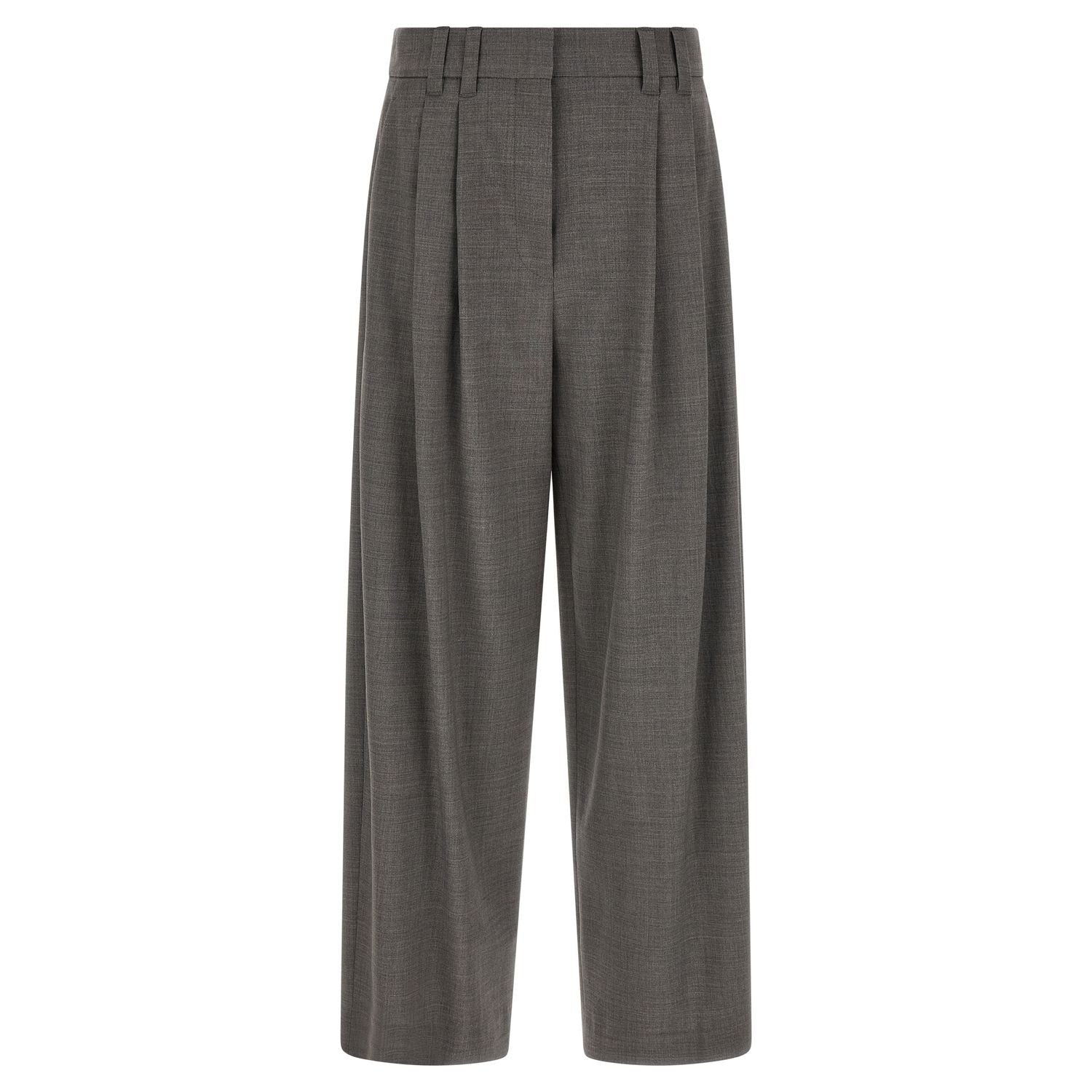 Brunello Cucinelli Gray Virgin Wool Cropped Pants