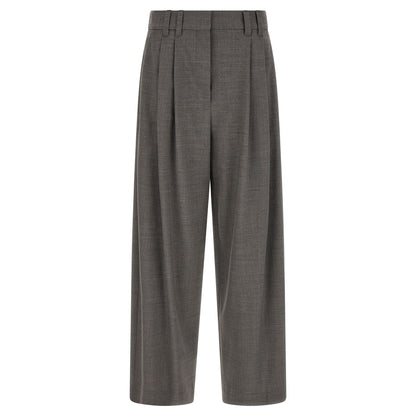 Brunello Cucinelli Gray Virgin Wool Cropped Pants