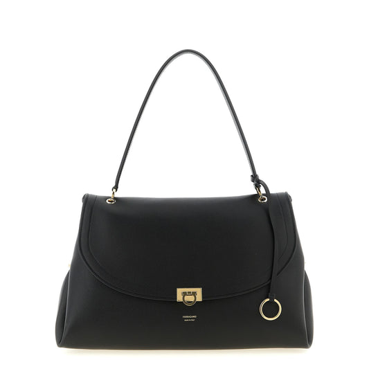 Ferragamo Black Calfskin Shoulder Bag