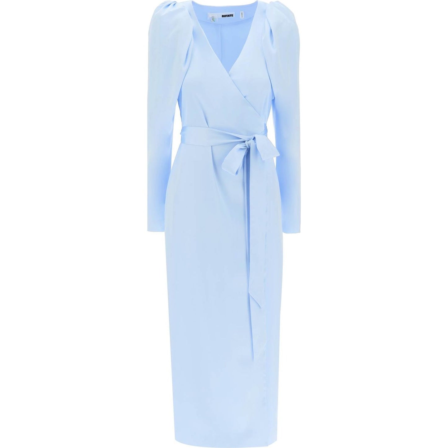 Rotate satin wrap midi dress with a crossover