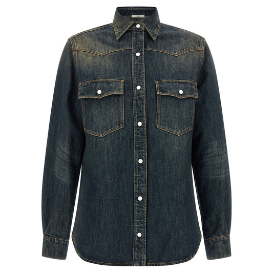 Fendi Blue Cotton Blouse