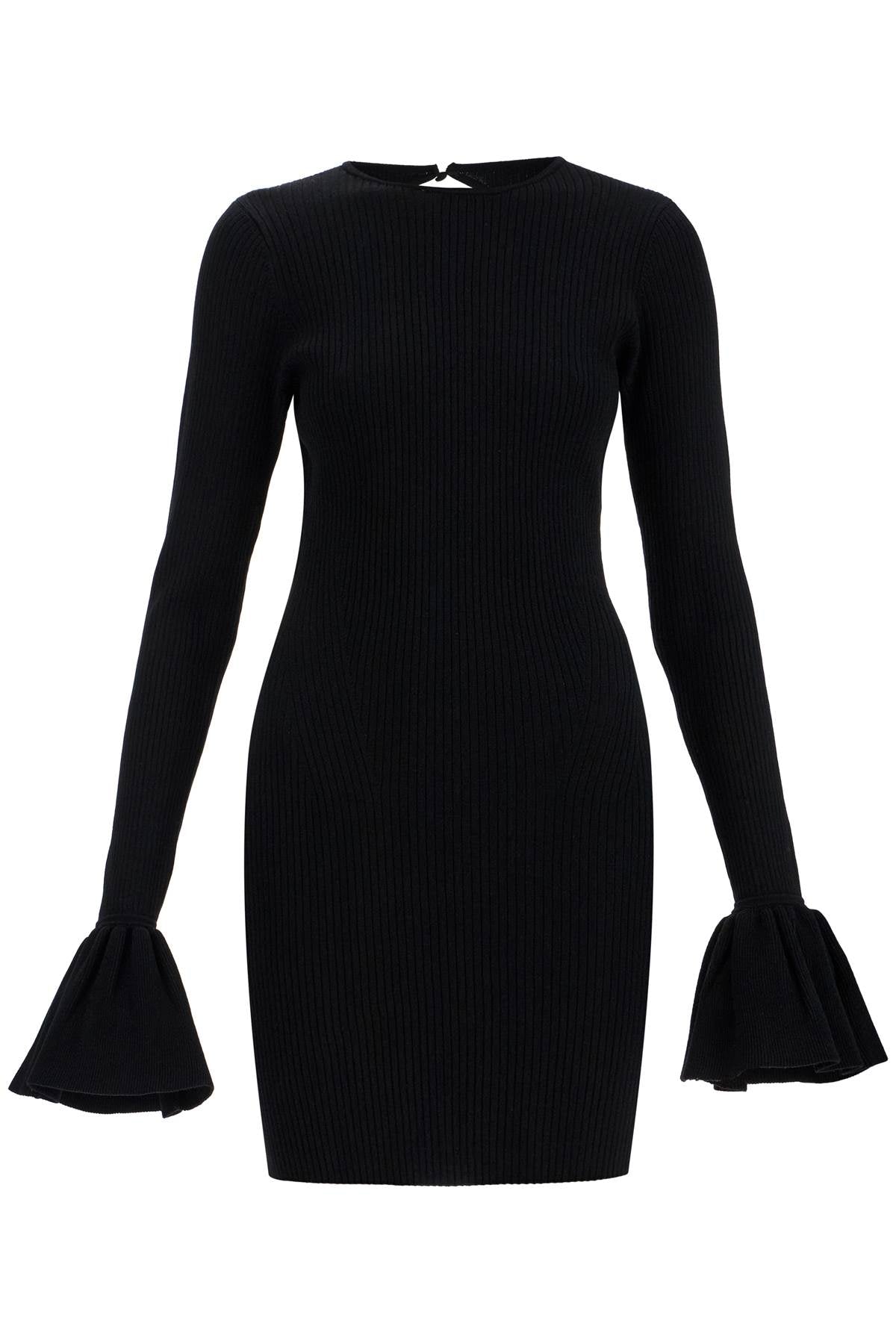 Rotate black viscose mini dress with cutout on the back and ribbed knit Dresses Rotate