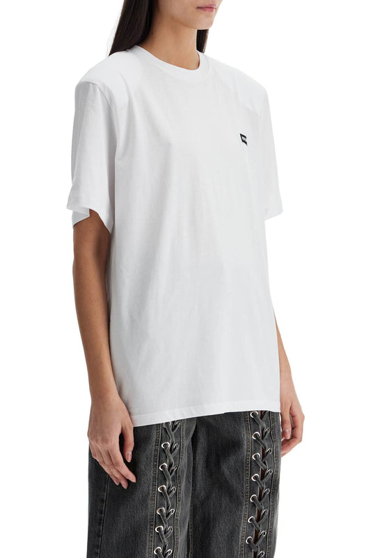 Rotate white organic cotton t-shirt with wide neck Topwear Rotate