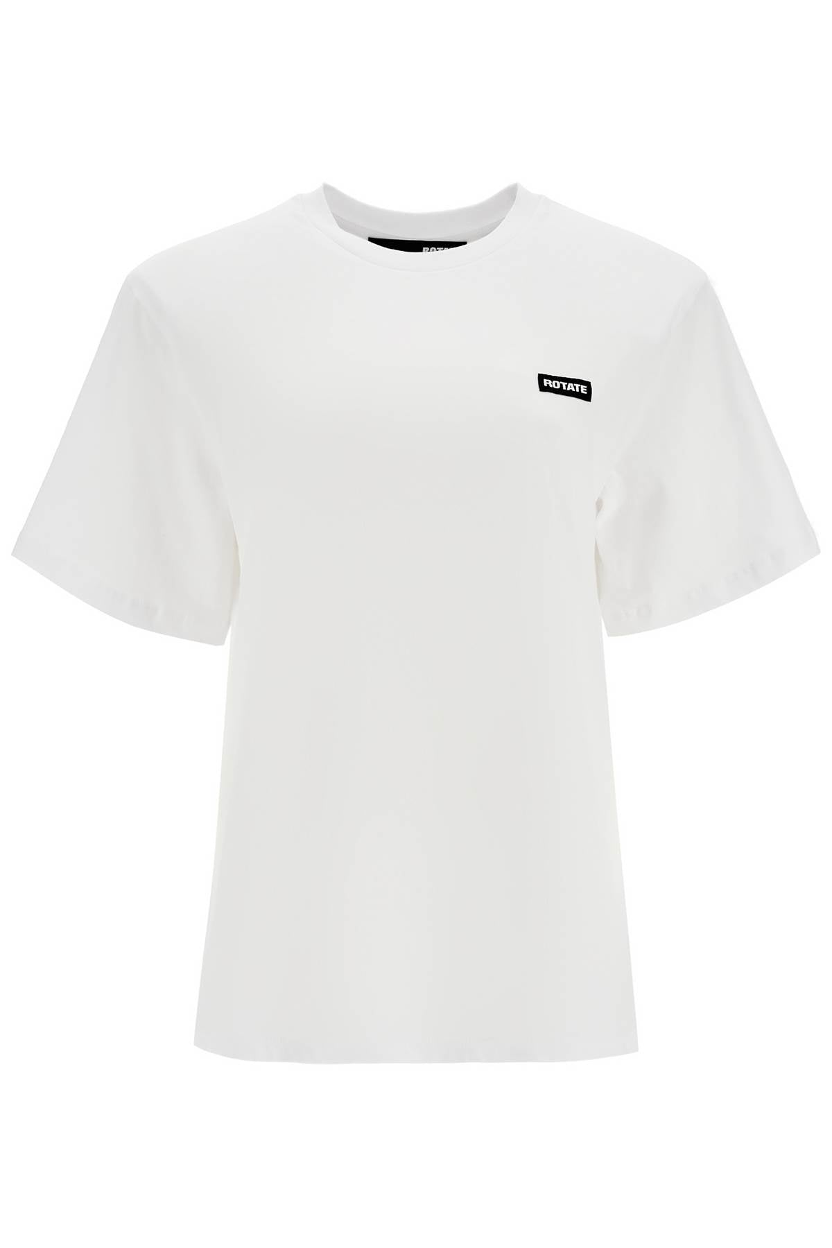 Rotate white organic cotton t-shirt with wide neck Topwear Rotate