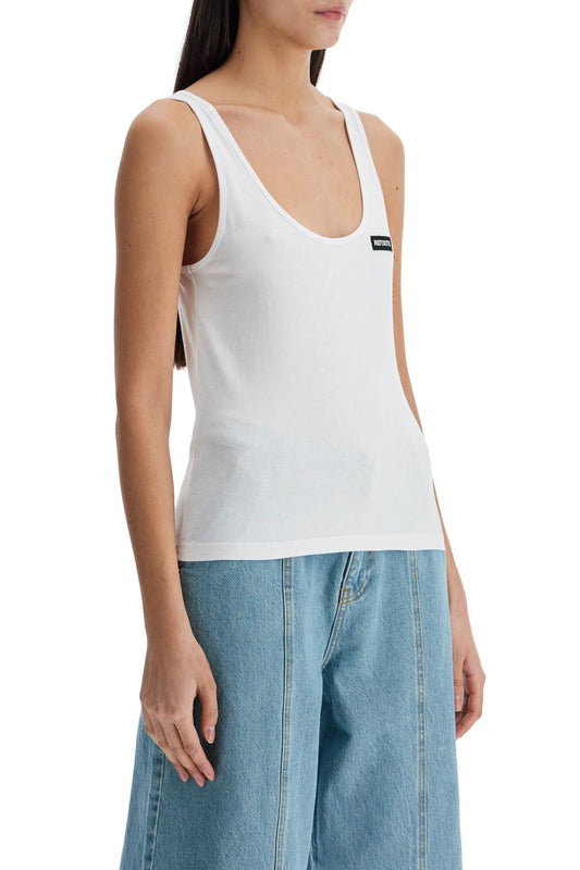 Rotate white recycled cotton top with deep neckline Topwear Rotate