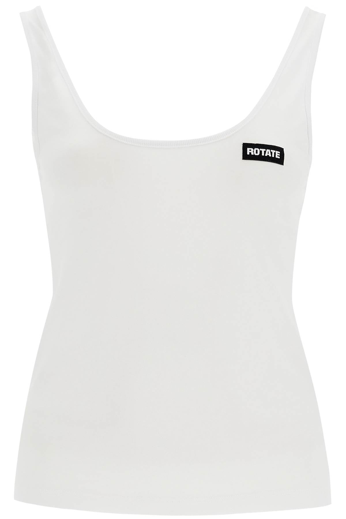 Rotate white recycled cotton top with deep neckline Topwear Rotate