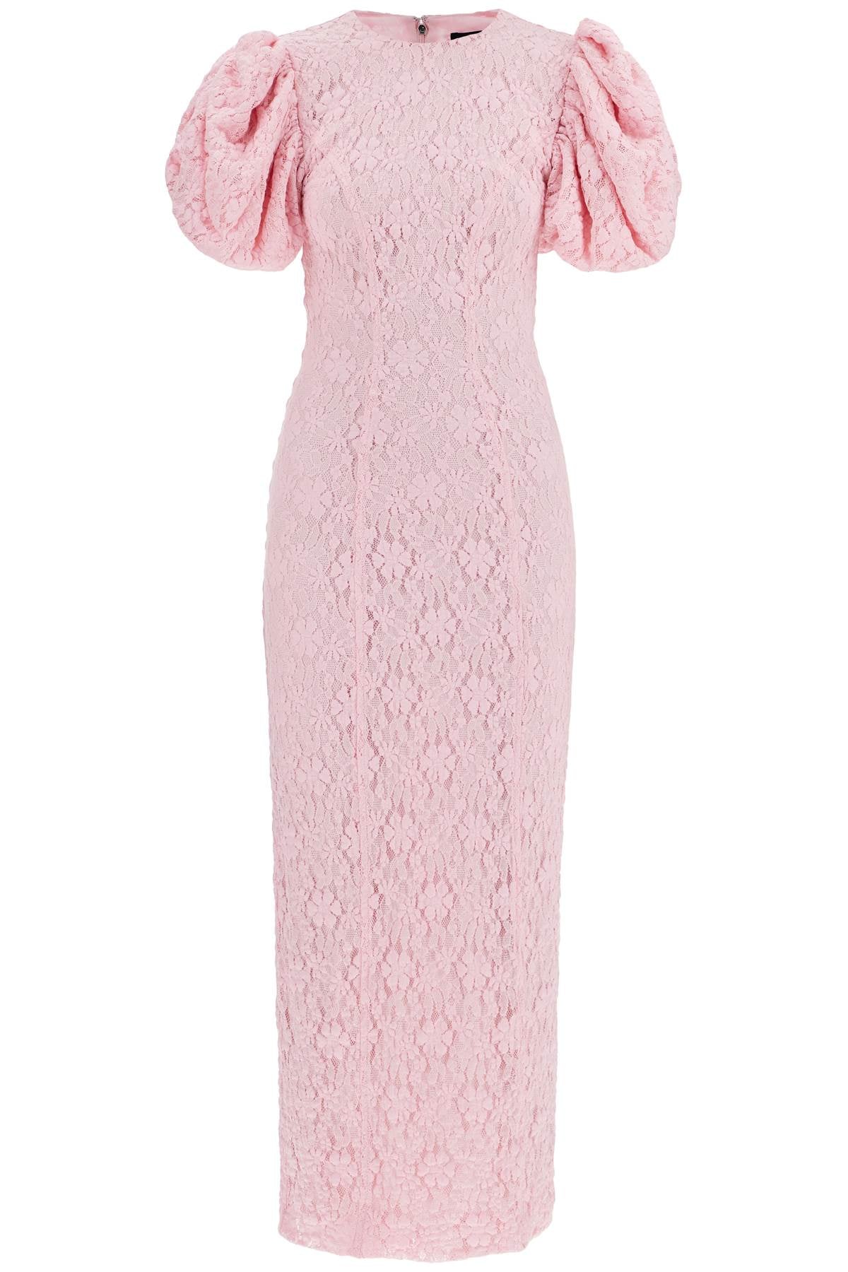 Rotate pink floral midi dress with puff sleeves in mixed materials Dresses Rotate