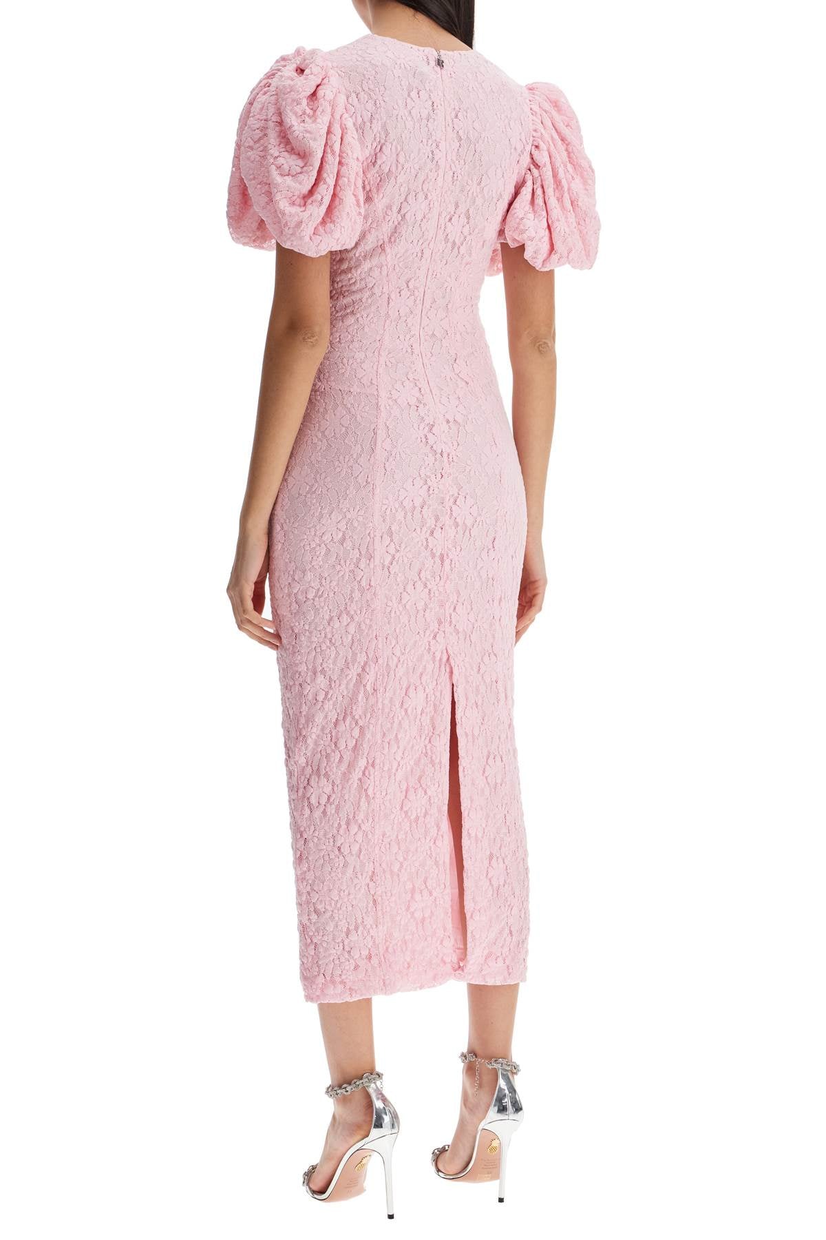 Rotate pink floral midi dress with puff sleeves in mixed materials Dresses Rotate