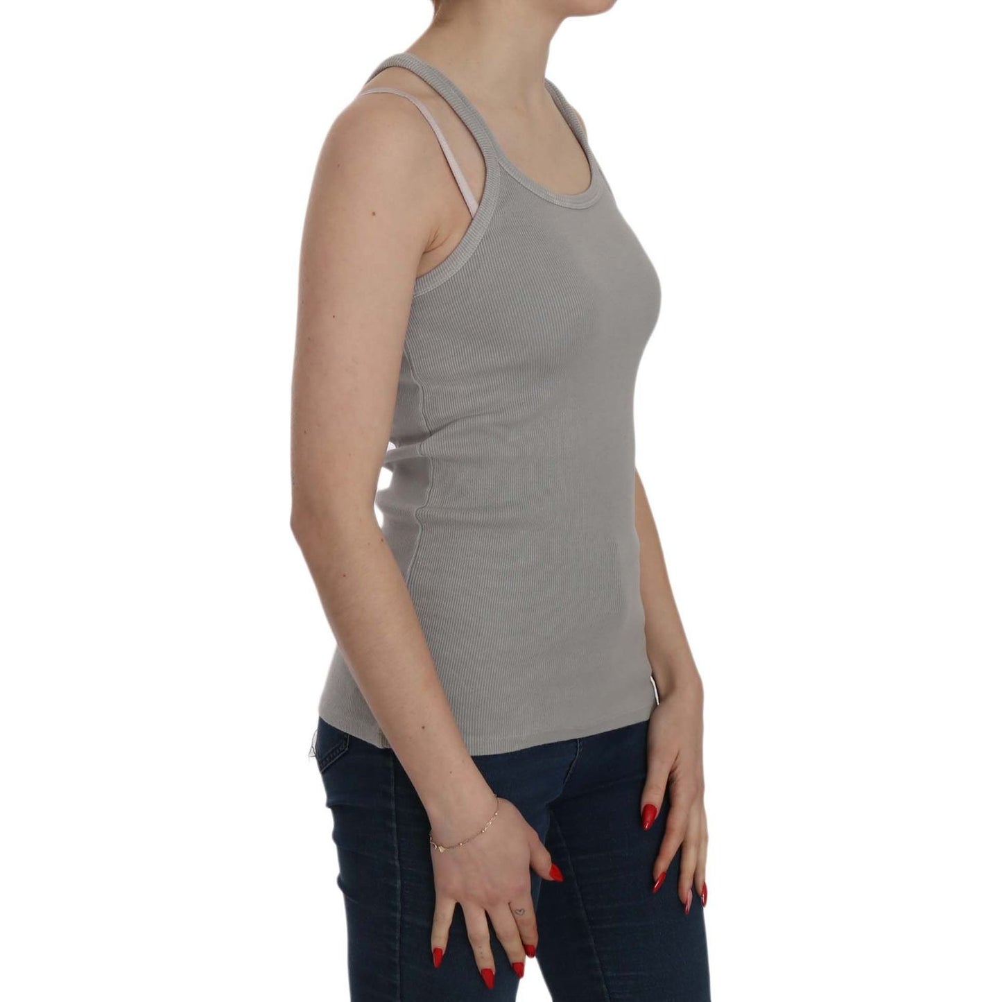 PINK MEMORIES Grey Sleeveless Spaghetti Strap Shirt