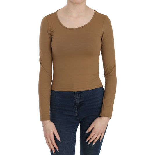 GF Ferre Elegant Brown Fitted Blouse for Sophisticated Evenings GF Ferre