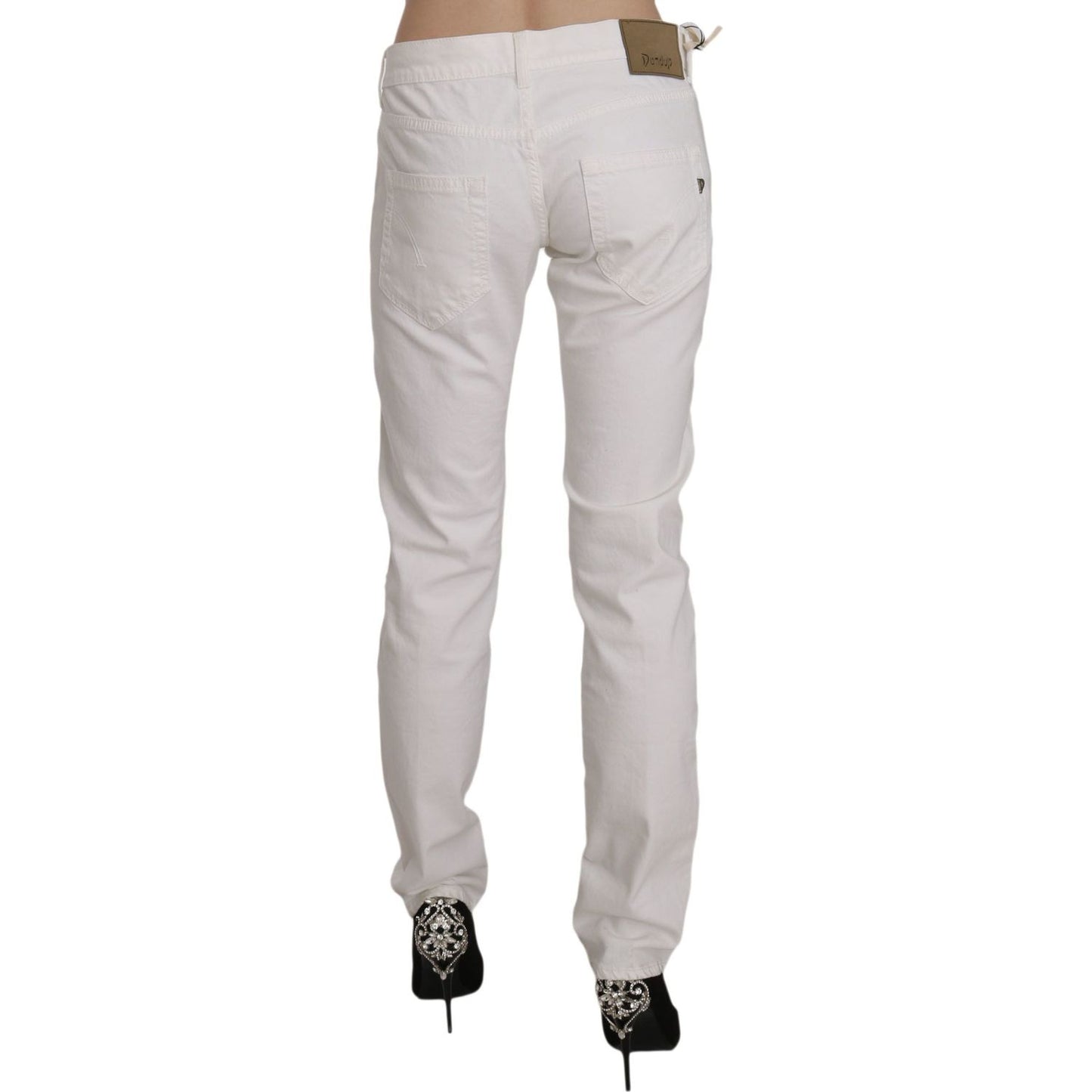 Dondup Chic White Skinny Cotton Blend Pants Dondup