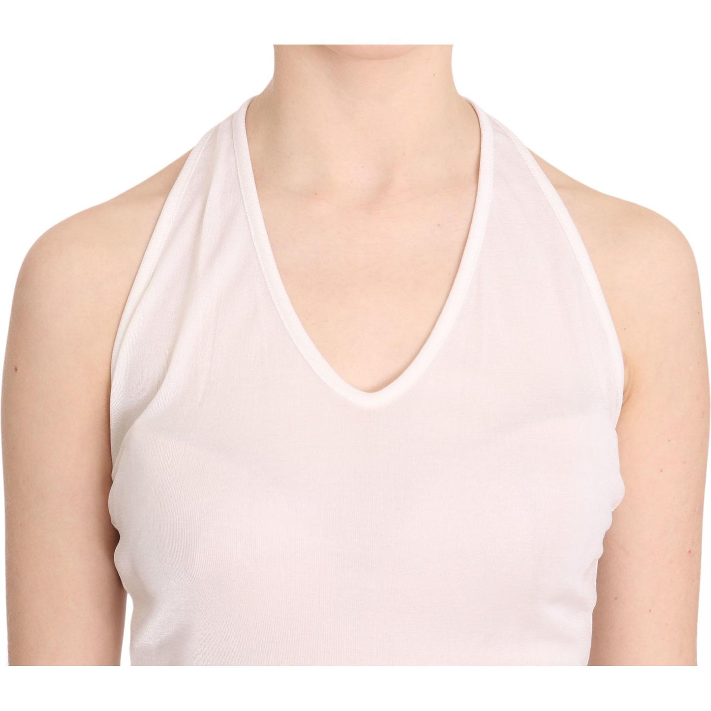 GF Ferre Elegant White Halter Casual Tank Top GF Ferre