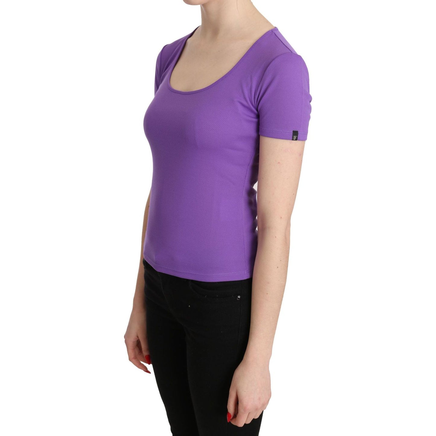 GF Ferre Purple 100% Polyester Short Sleeve Top Blouse