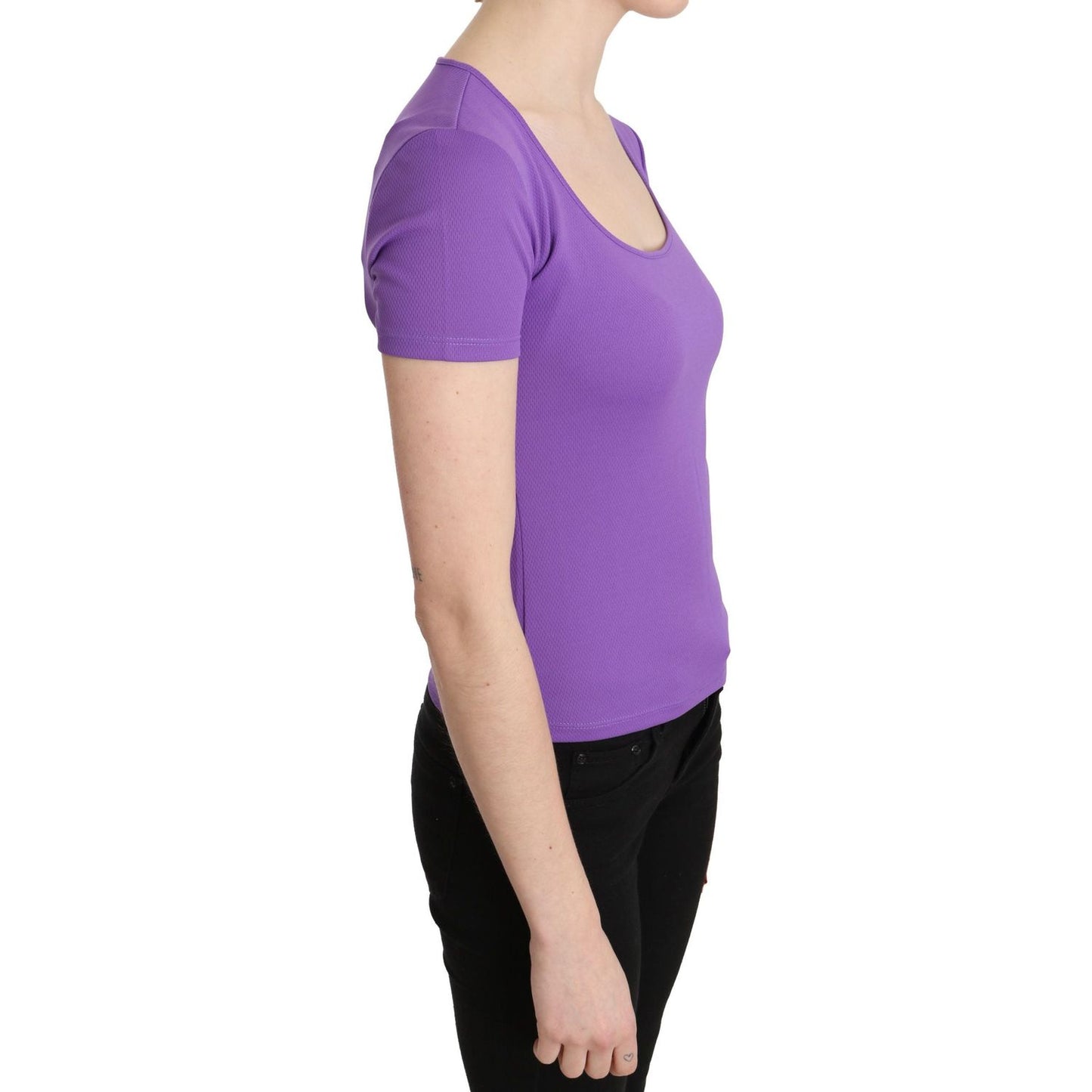GF Ferre Purple 100% Polyester Short Sleeve Top Blouse