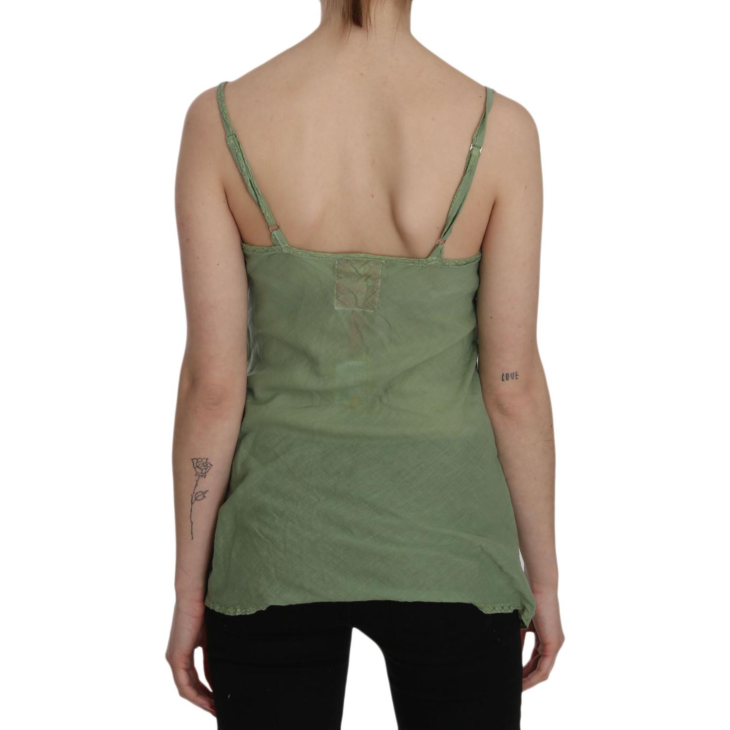 PINK MEMORIES Emerald Silk Spaghetti Strap Tank Top