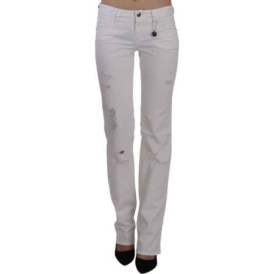 Costume National White Cotton Slim Fit Straight Jeans Pants