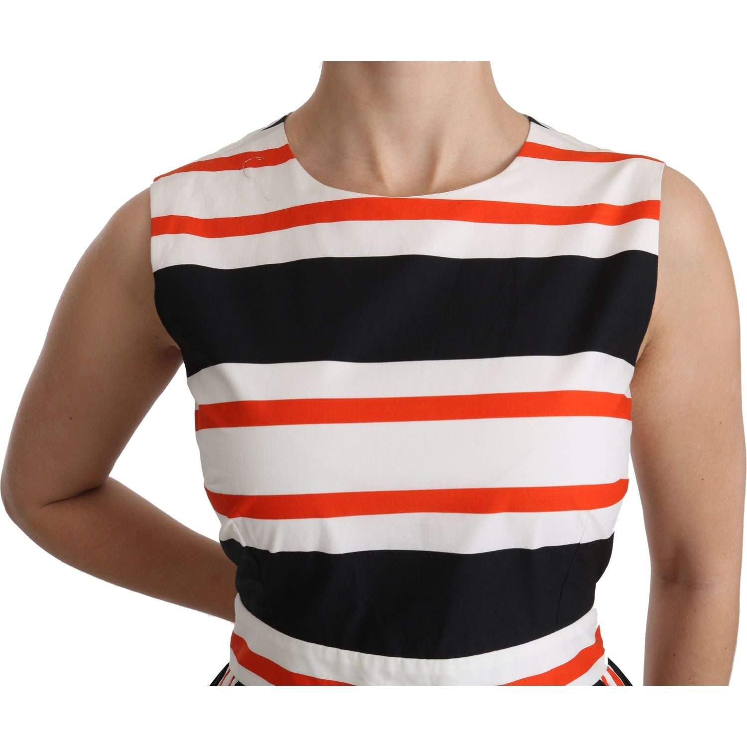 Dolce & Gabbana Multicolor Stripes A-Line Pleated Midi Dress