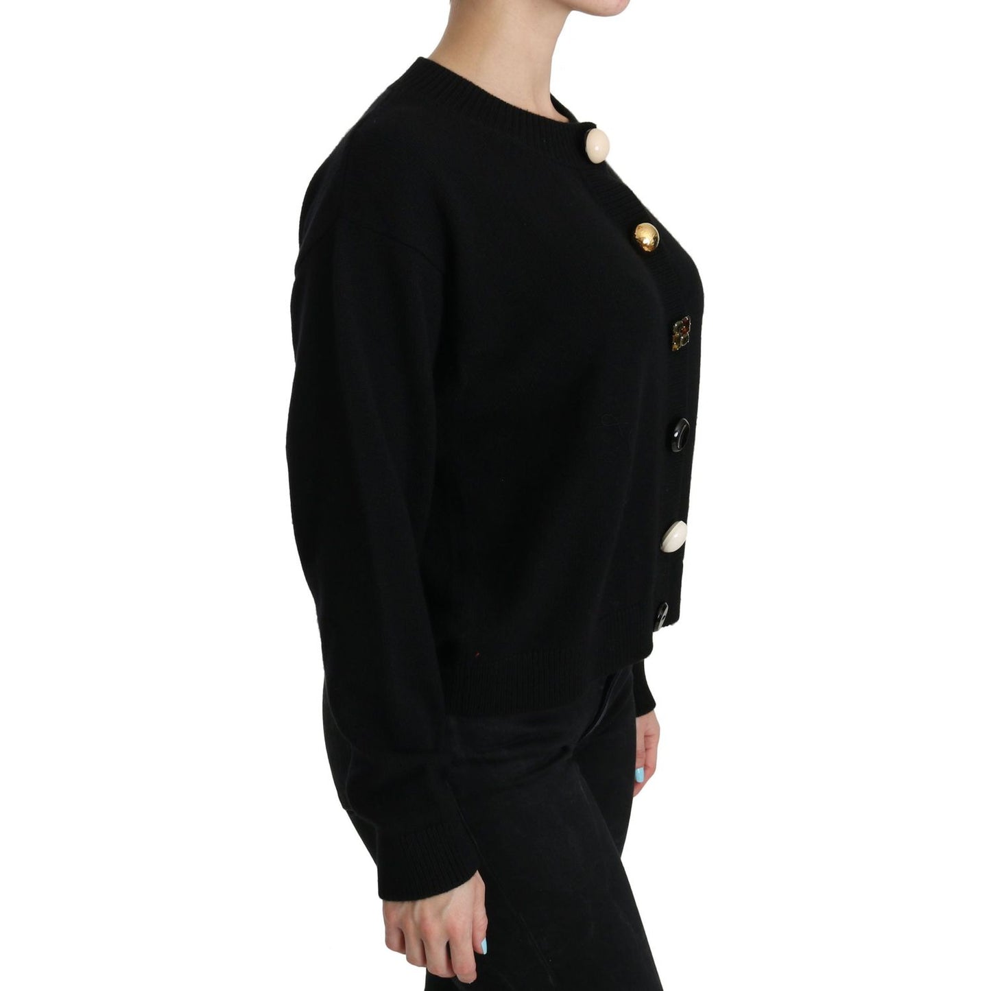 Dolce & Gabbana Elegant Black Cashmere Cardigan Top Dolce & Gabbana