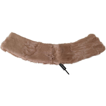 Dolce & Gabbana Beige Fur Neck Collar Lambskin Scarf
