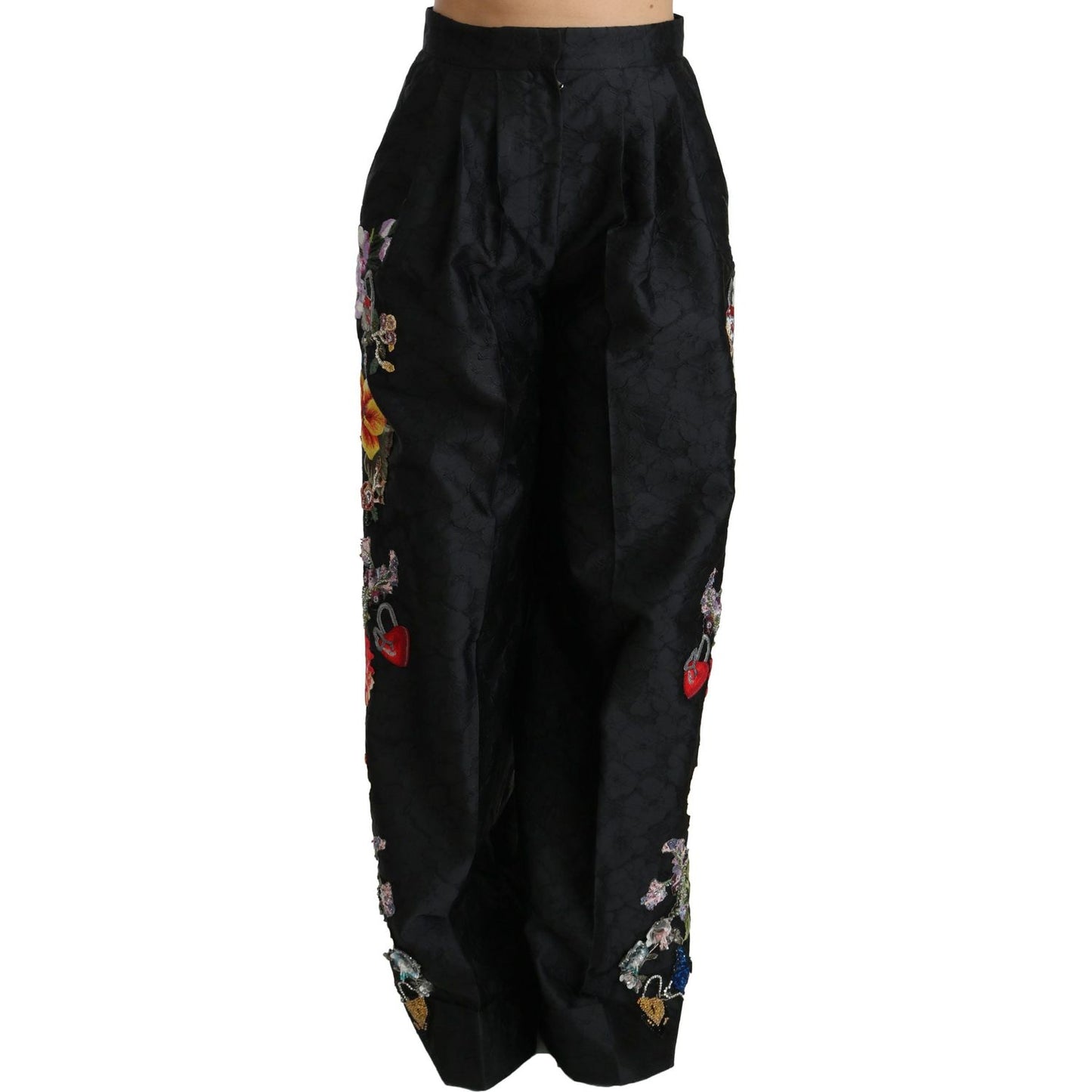 Dolce & Gabbana Elegant High Waist Wide Leg Floral Pants Jeans & Pants Dolce & Gabbana