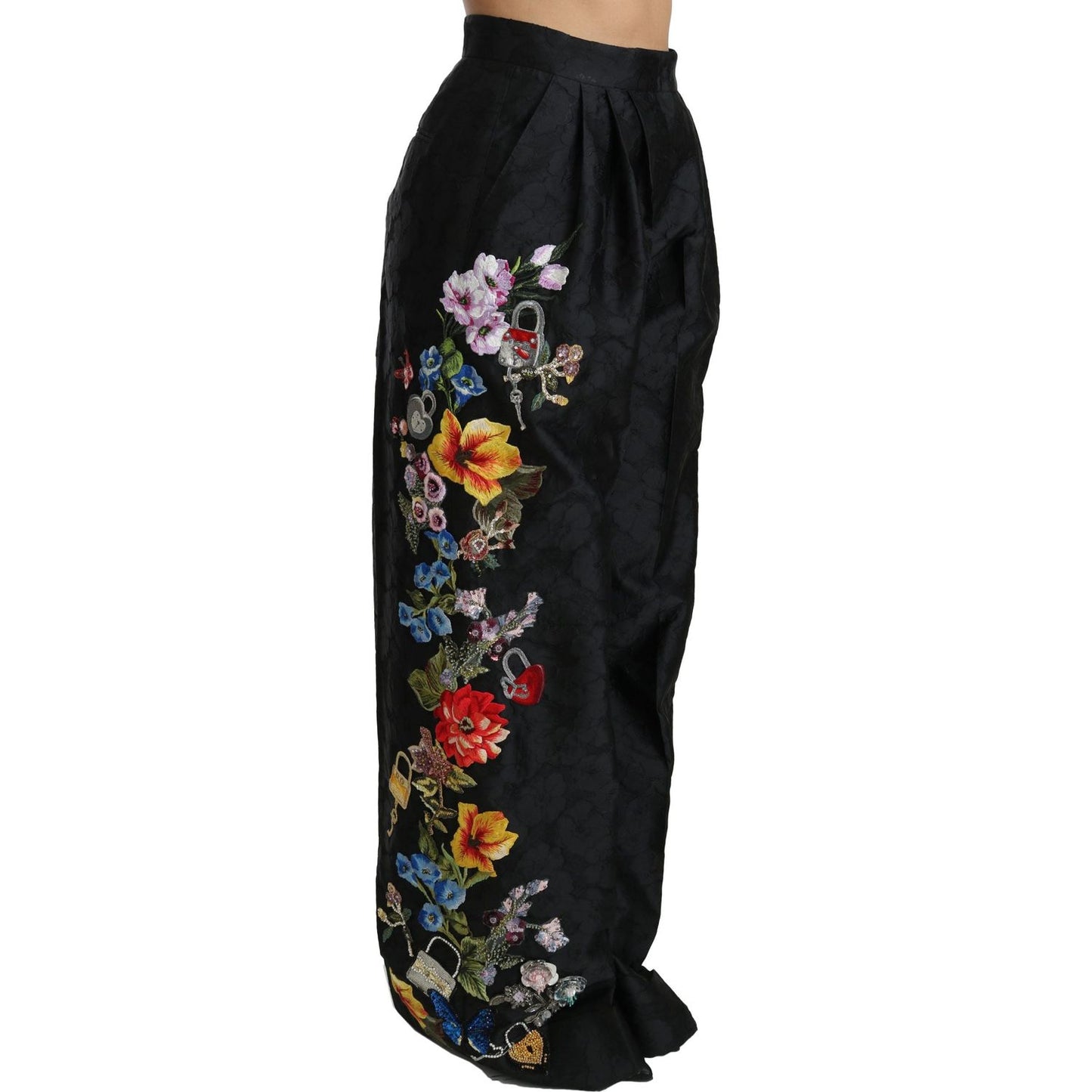 Dolce & Gabbana Elegant High Waist Wide Leg Floral Pants Jeans & Pants Dolce & Gabbana