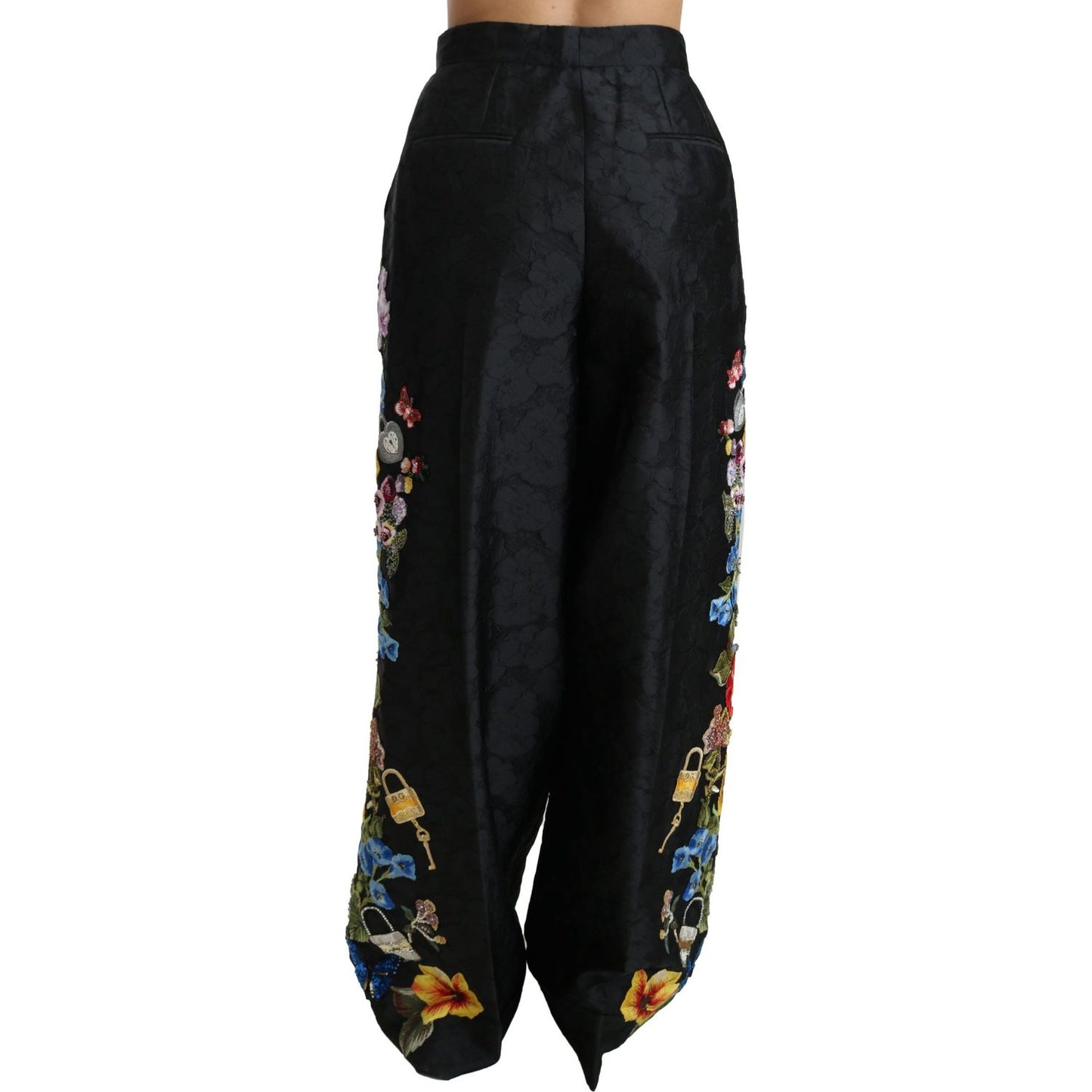 Dolce & Gabbana Elegant High Waist Wide Leg Floral Pants Jeans & Pants Dolce & Gabbana