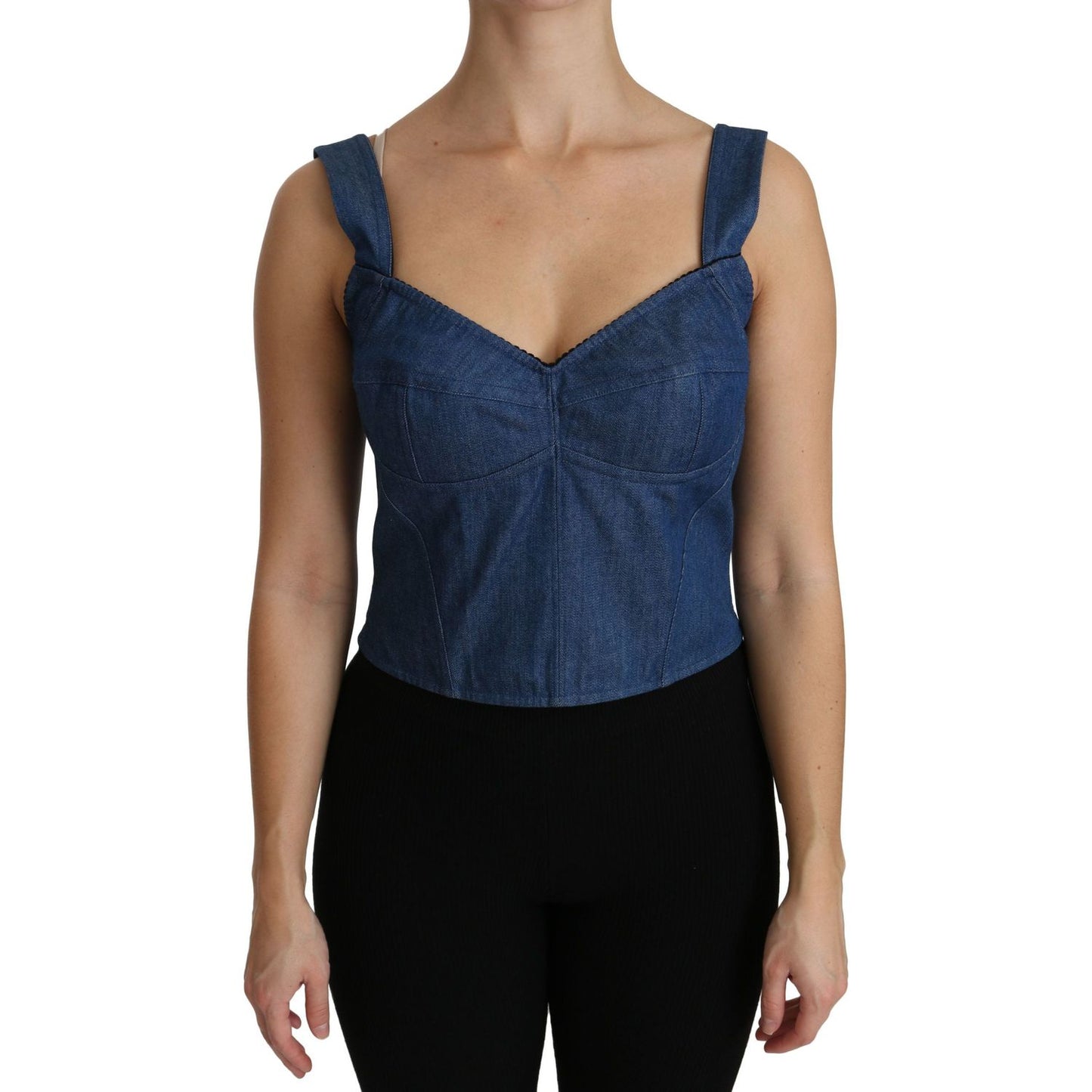 Dolce & Gabbana Elegant Sleeveless Bustier Top in Blue Dolce & Gabbana