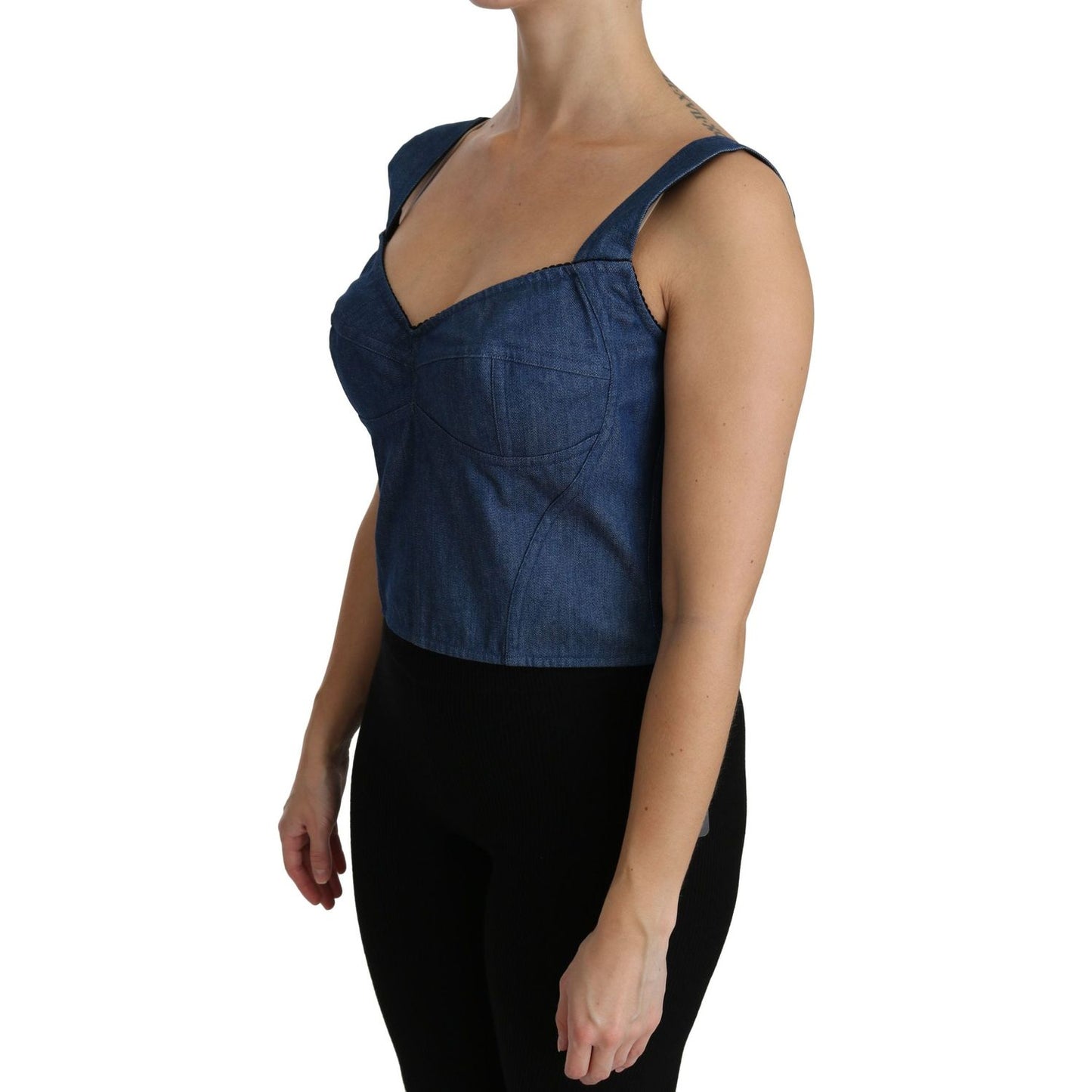 Dolce & Gabbana Elegant Sleeveless Bustier Top in Blue Dolce & Gabbana