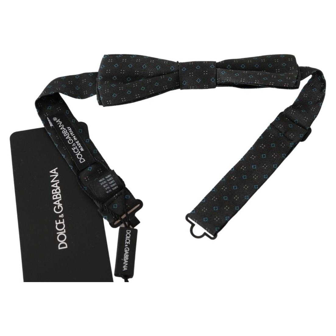 Dolce & Gabbana Gray Patterned Mens Necktie Papillon 100% Silk Bow Tie Bow Tie